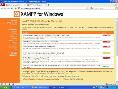 XAMPP SECURITY